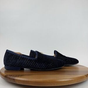 Mens‎ Del Toro Navy Blue Velvet Glitter Casual Classic Loafers Shoes Size 10 D